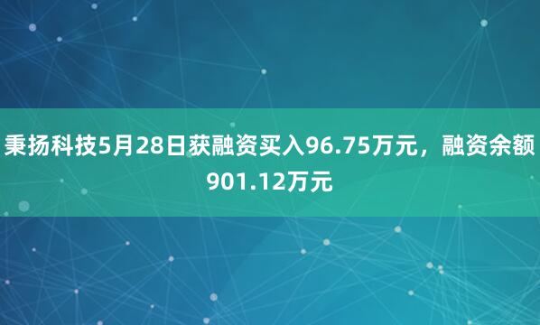 秉扬科技5月28日获融资买入96.75万元，融资余额901.12万元
