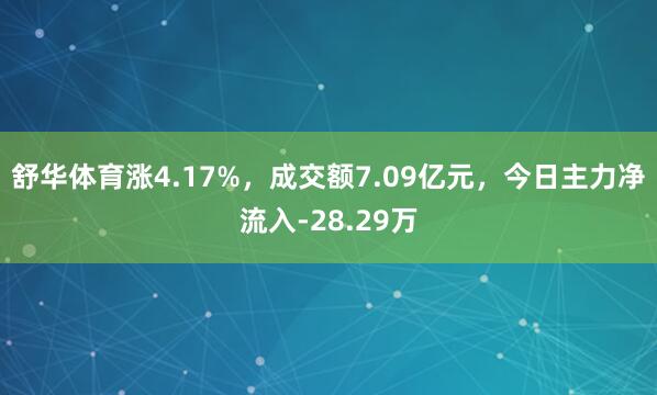 舒华体育涨4.17%，成交额7.09亿元，今日主力净流入-28.29万