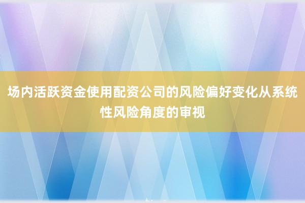 场内活跃资金使用配资公司的风险偏好变化从系统性风险角度的审视