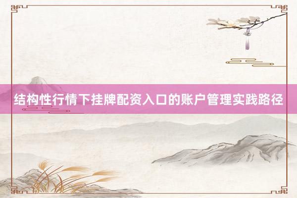 结构性行情下挂牌配资入口的账户管理实践路径