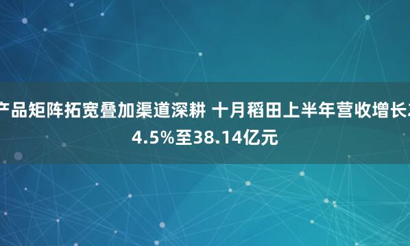 产品矩阵拓宽叠加渠道深耕 十月稻田上半年营收增长24.5%至38.14亿元