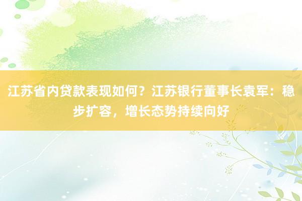 江苏省内贷款表现如何？江苏银行董事长袁军：稳步扩容，增长态势持续向好