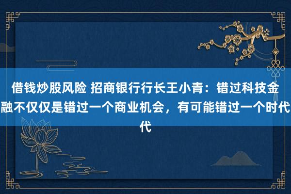 借钱炒股风险 招商银行行长王小青：错过科技金融不仅仅是错过一个商业机会，有可能错过一个时代