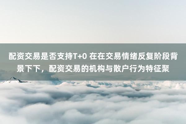 配资交易是否支持T+0 在在交易情绪反复阶段背景下下，配资交易的机构与散户行为特征聚