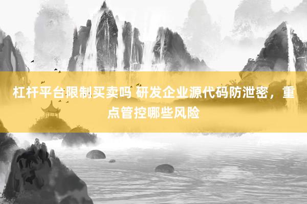 杠杆平台限制买卖吗 研发企业源代码防泄密，重点管控哪些风险